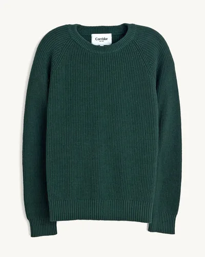 Ribbed Cotton Crewneck - Green