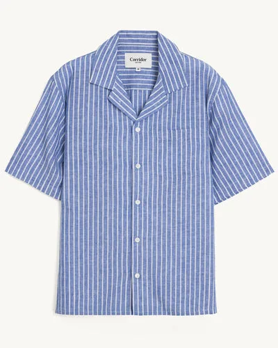 Linen Stripe SS - Blue