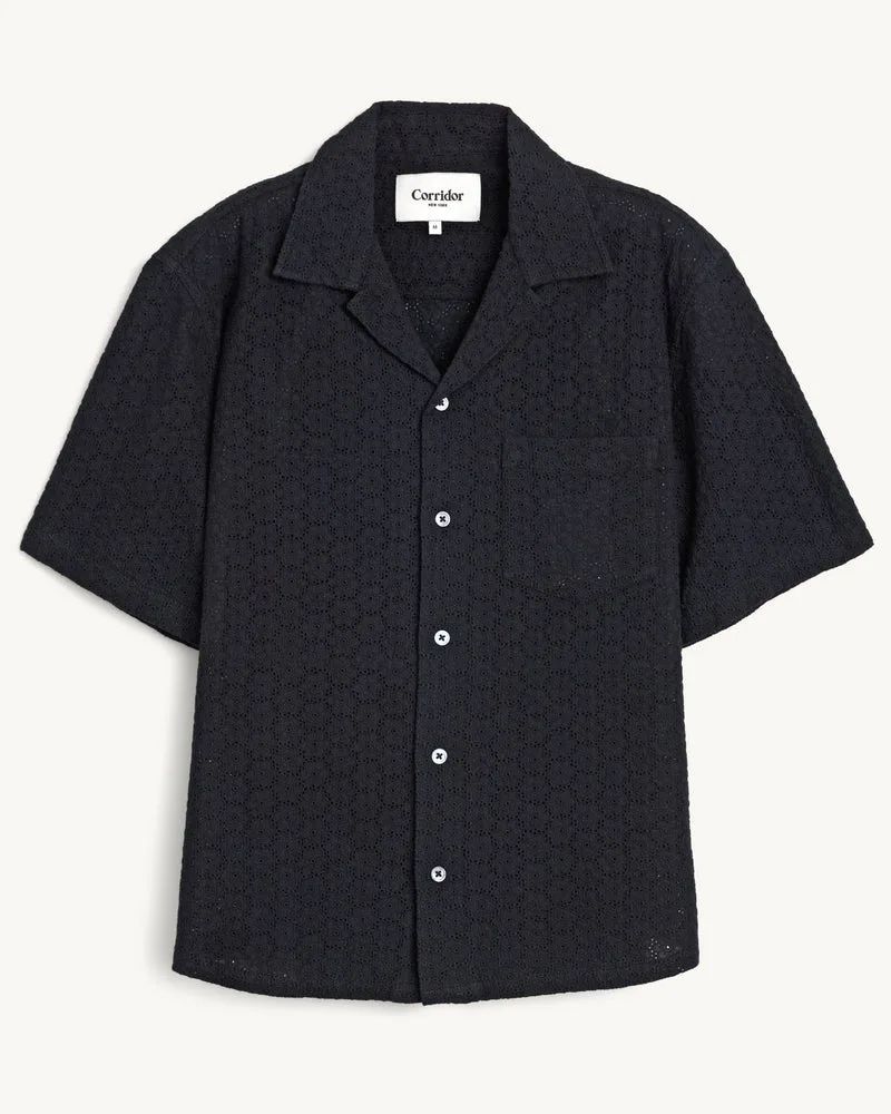 Floral Eyelet SS - Black