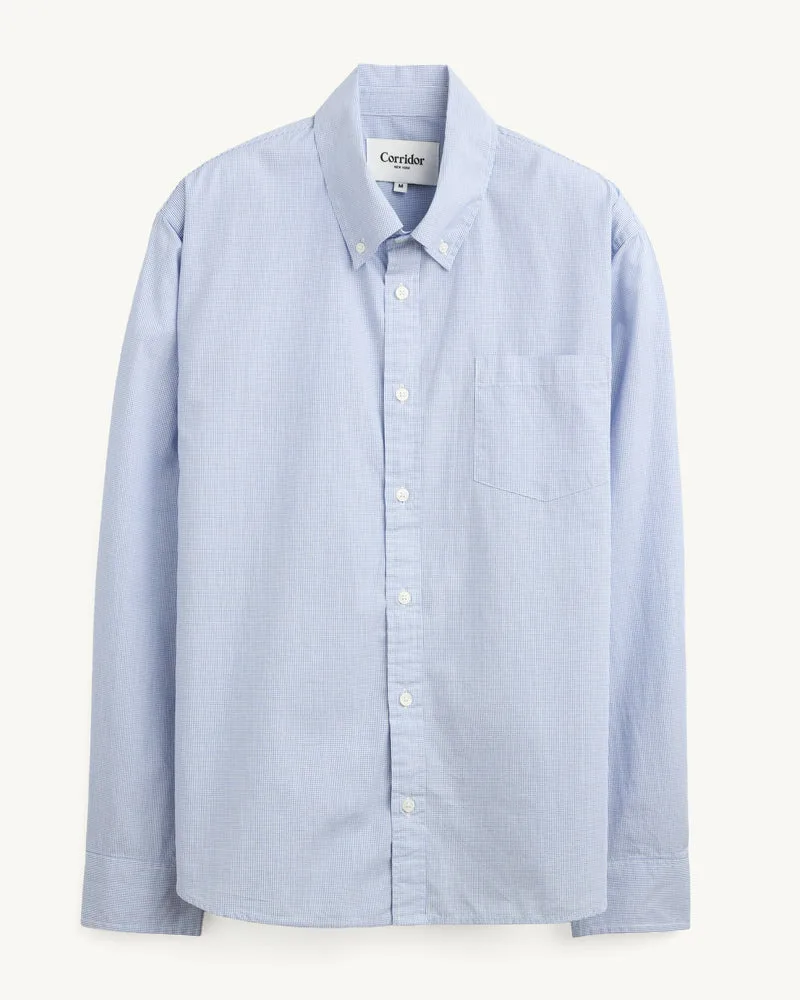 Windowpane Poplin LS - Blue