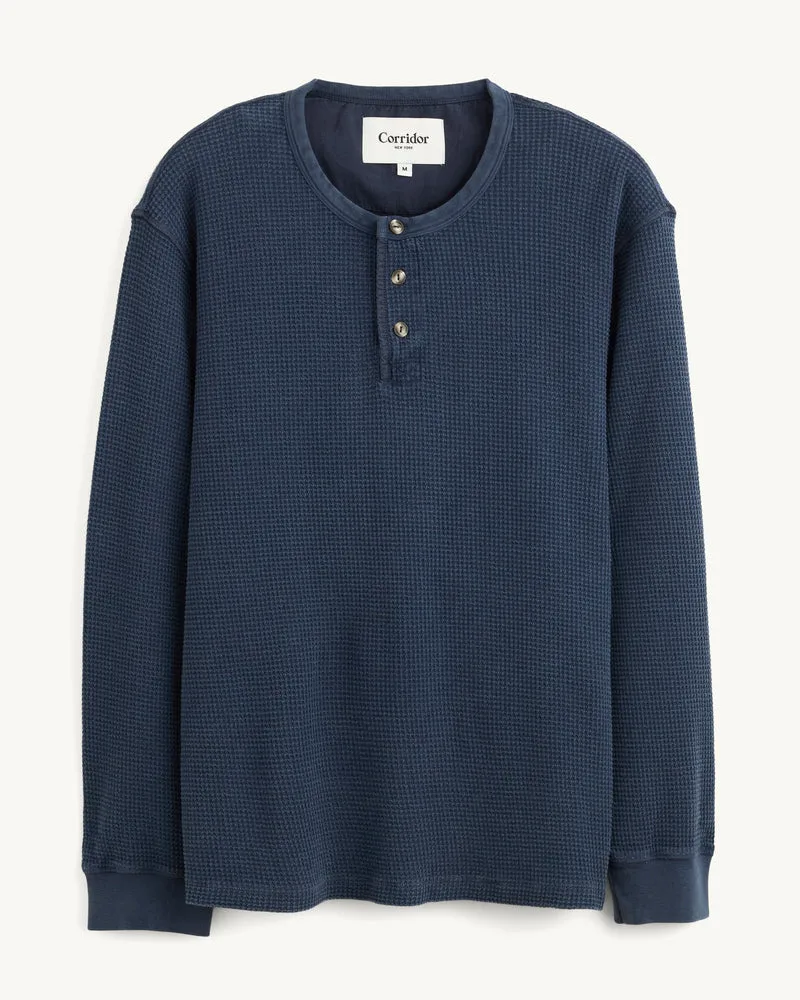 Waffle Henley - Navy