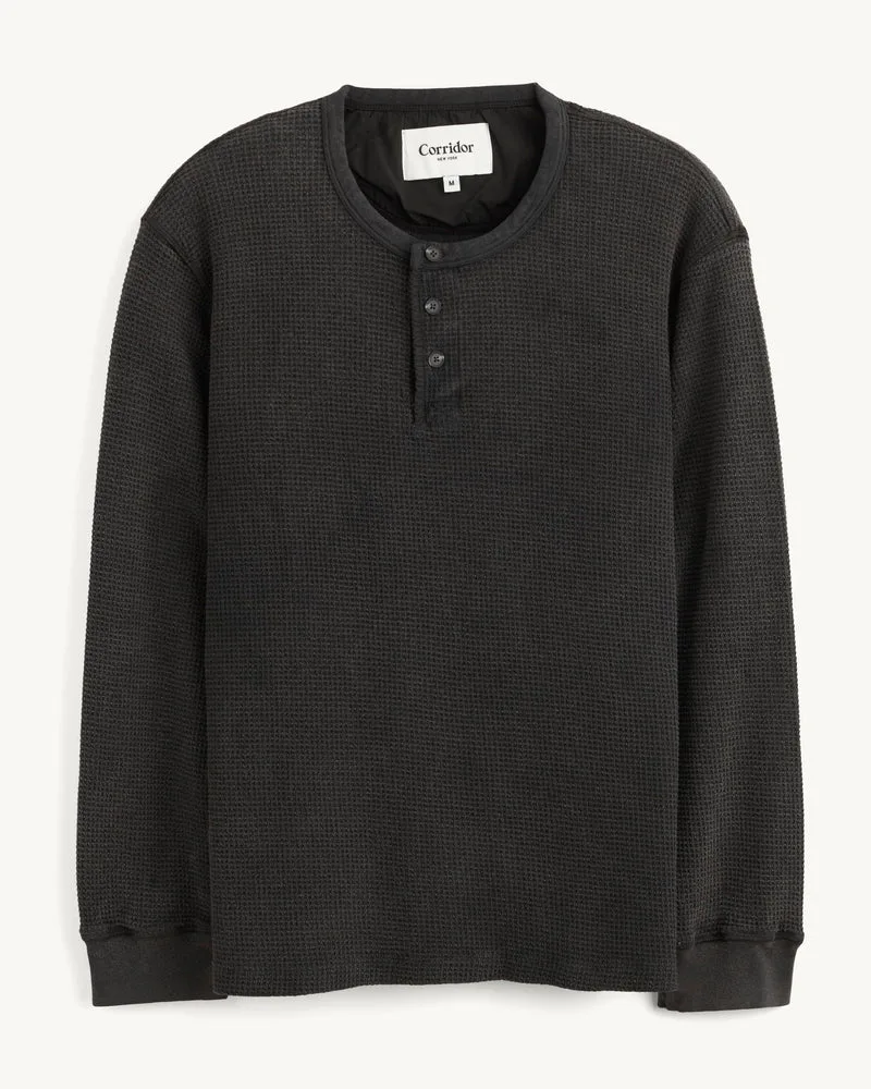 Waffle Henley - Black
