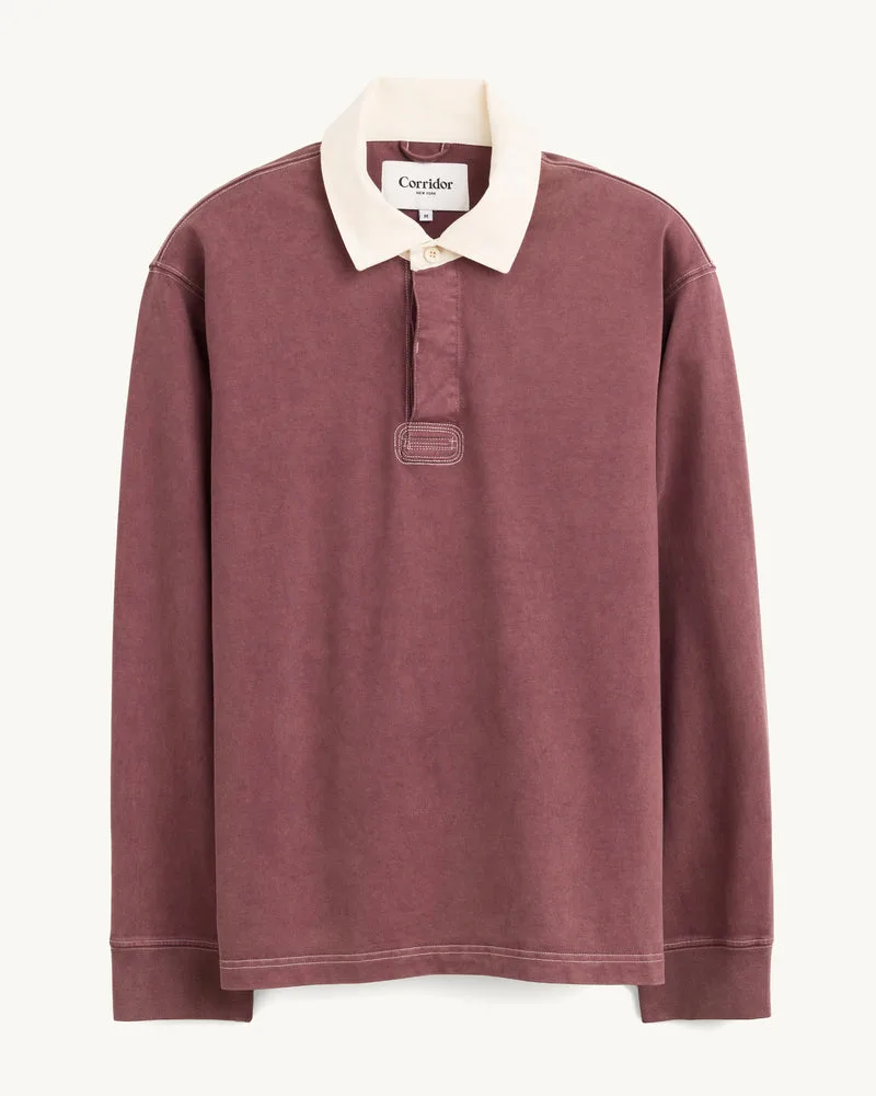Garment Dyed Rugby LS - Wine