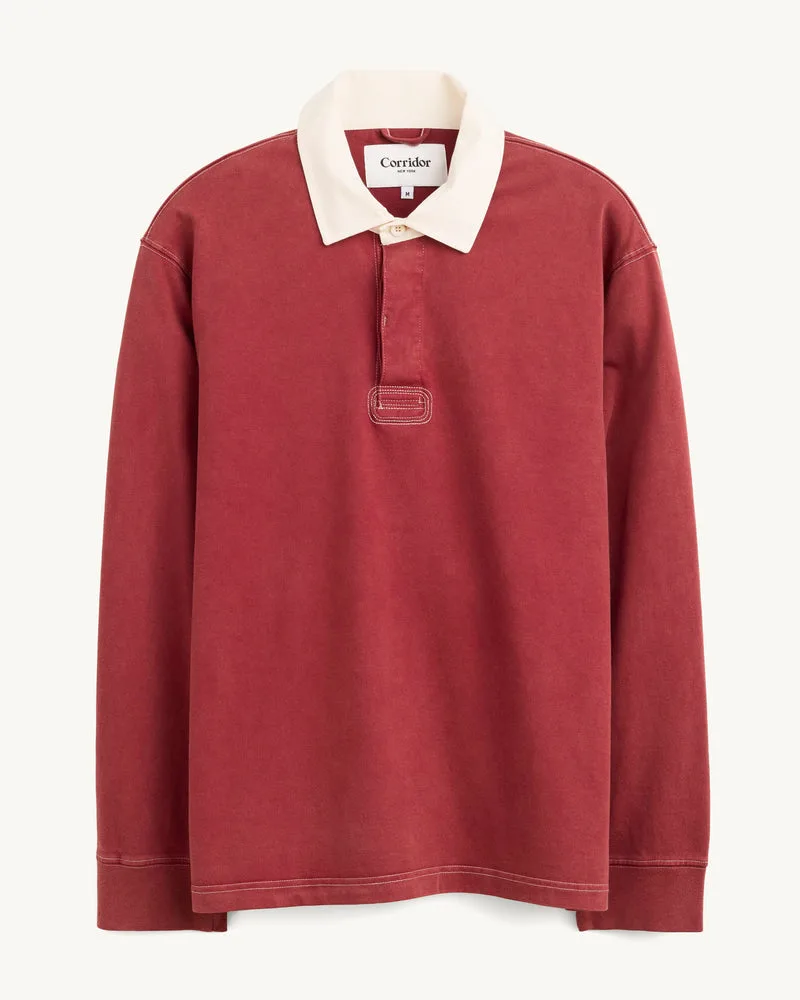 Garment Dyed Rugby LS - Red