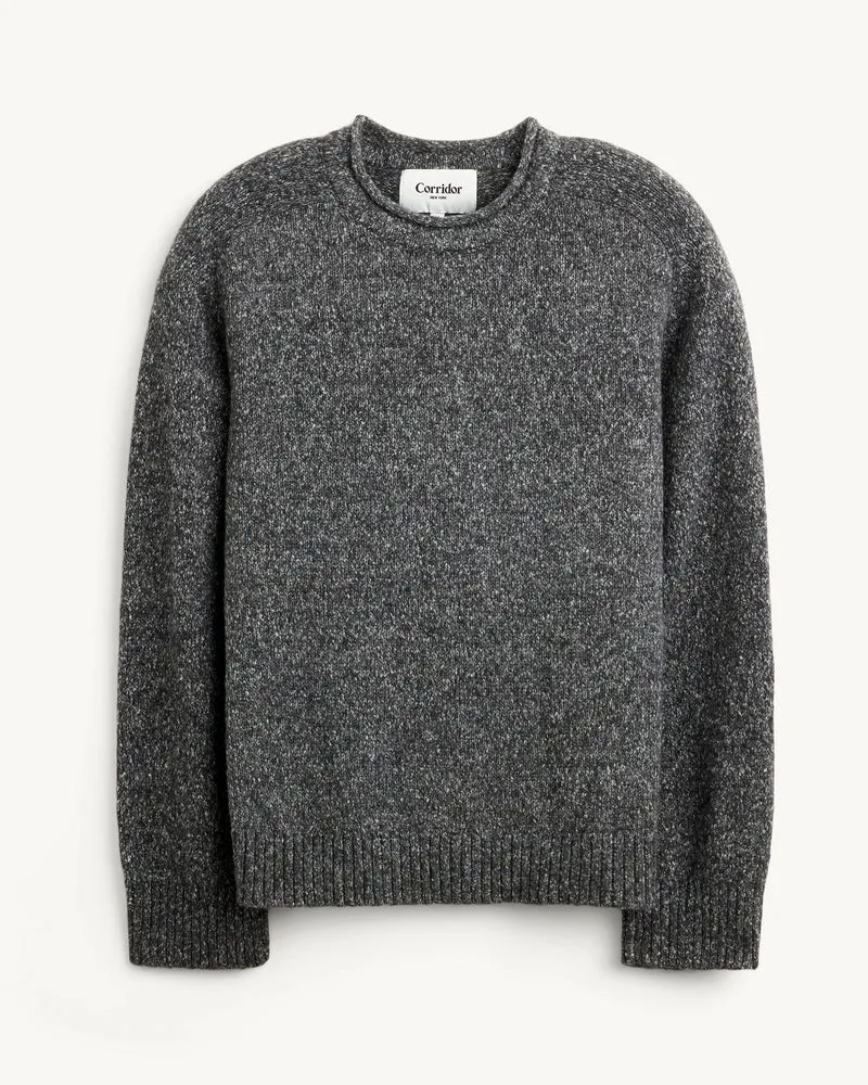 Wool Boucle Rollneck - Black