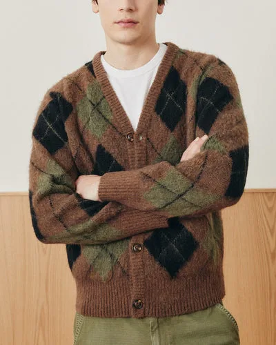 Argyle Cardigan - Brown