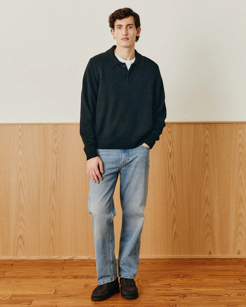 Brushed Alpaca Polo - Black