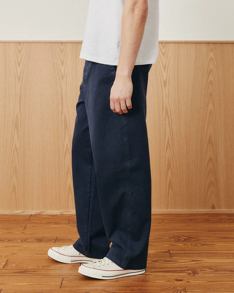 Wide Twill Trouser - Navy