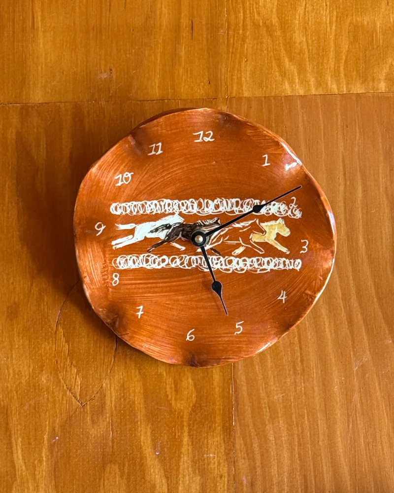 Swirly Horses in Orange - Clock(Presale)
