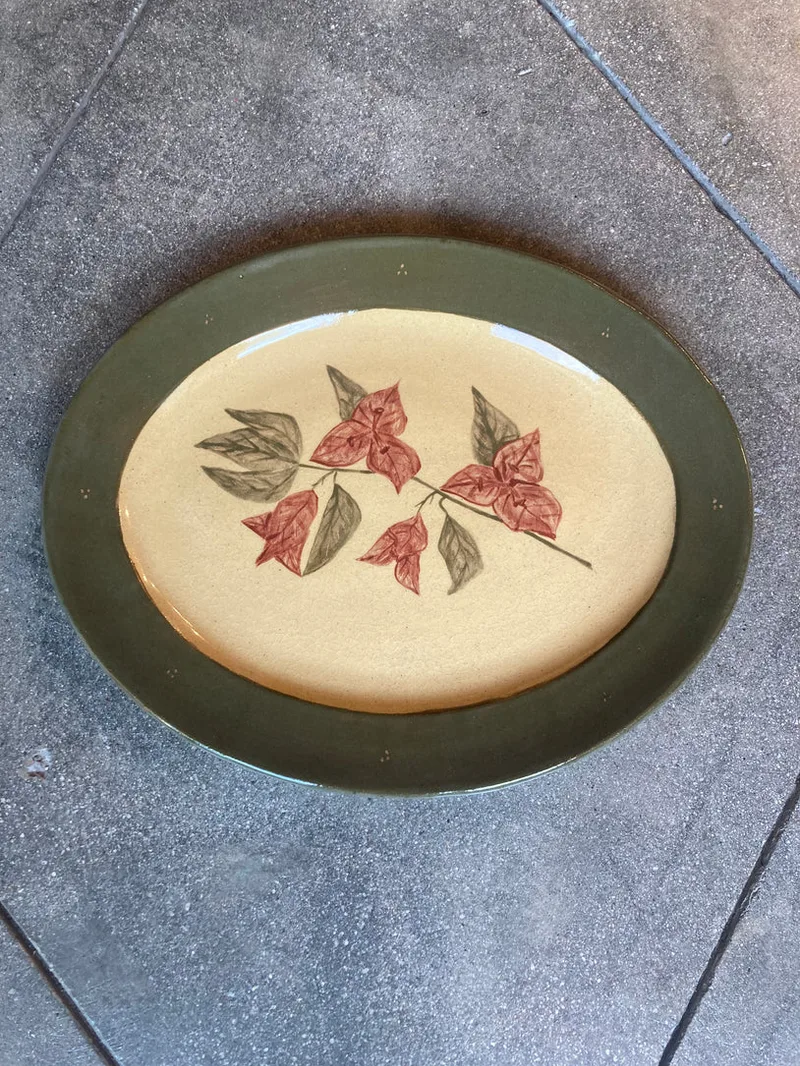 Green & Red Leaves - Large Oval Serving Platter - Presale
