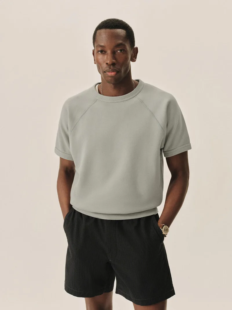 Blue Fescue Venice Wash Featherweight Terry S S Raglan Crewneck