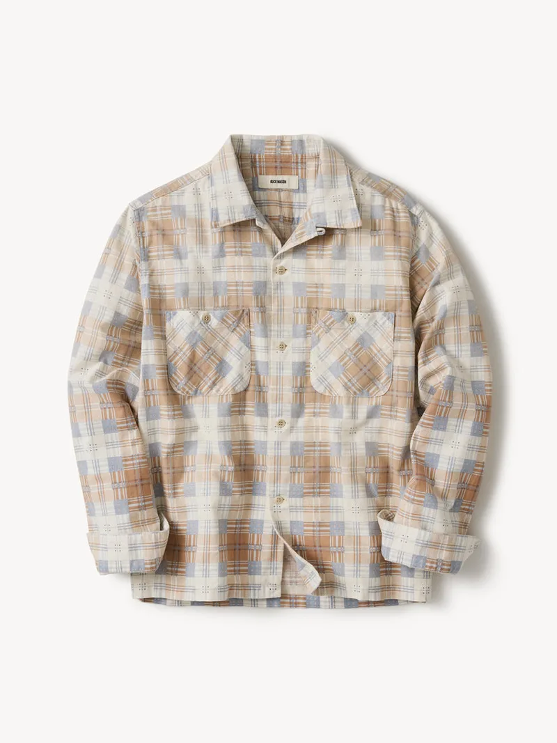 Blue Gradient Plaid Case Study Camp Shirt