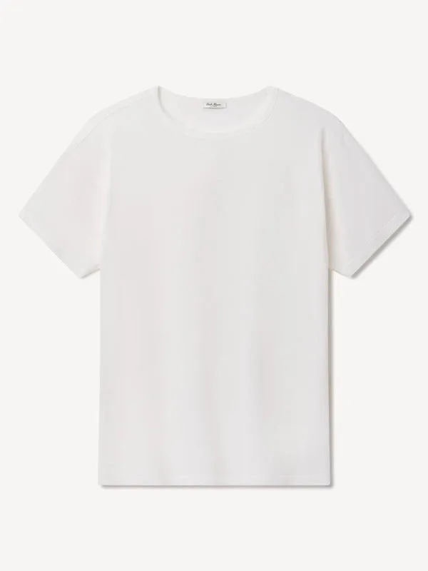 White Japanese De Luxe Cotton Linen Knit Tee