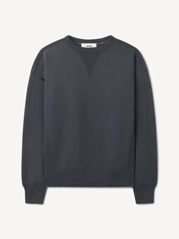 Navy Sunfade Welterweight Double V Crew Sweatshirt