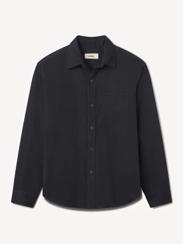 Dress Navy Draped Twill One Pocket Shirt Product Flat