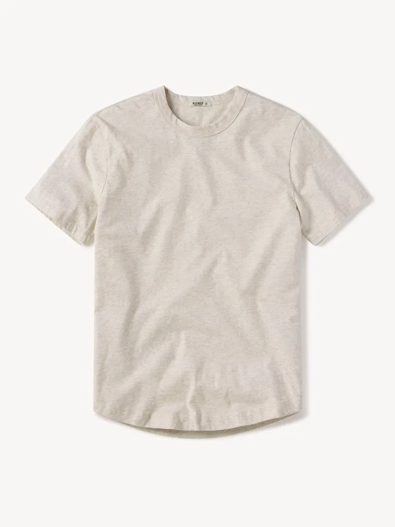 Heather Oat Pima Curved Hem Tee