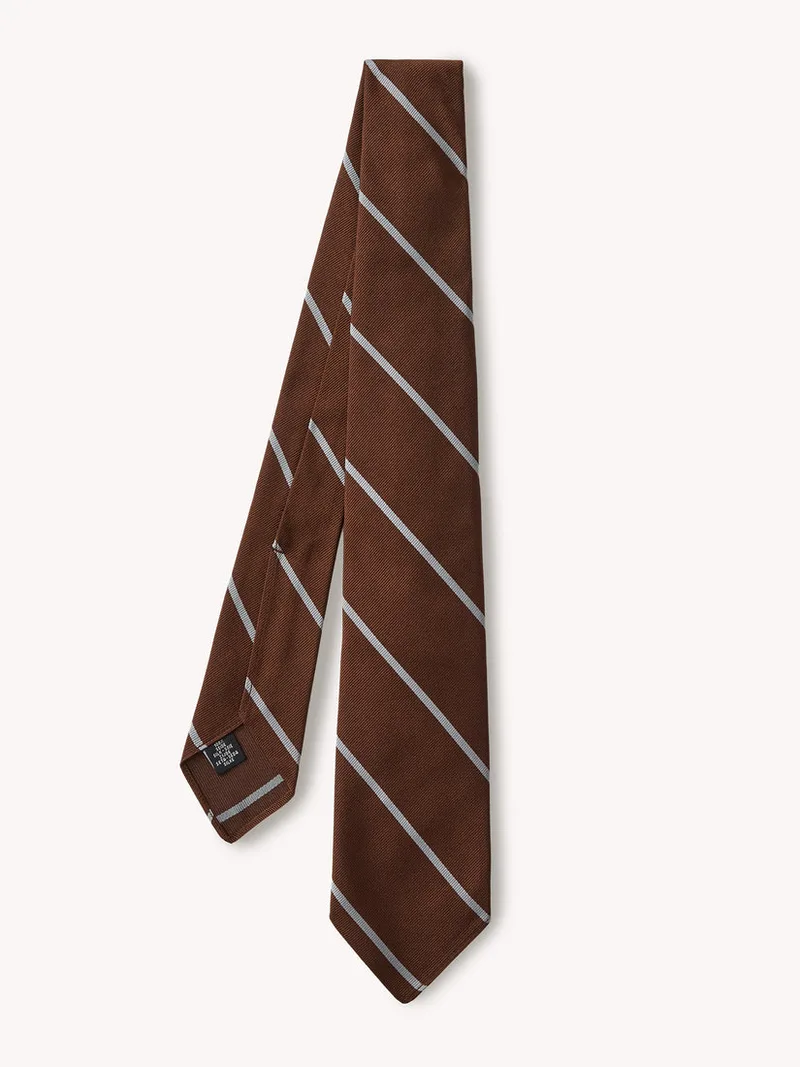 Rust Bar Stripe Italian Silk Woven Tie
