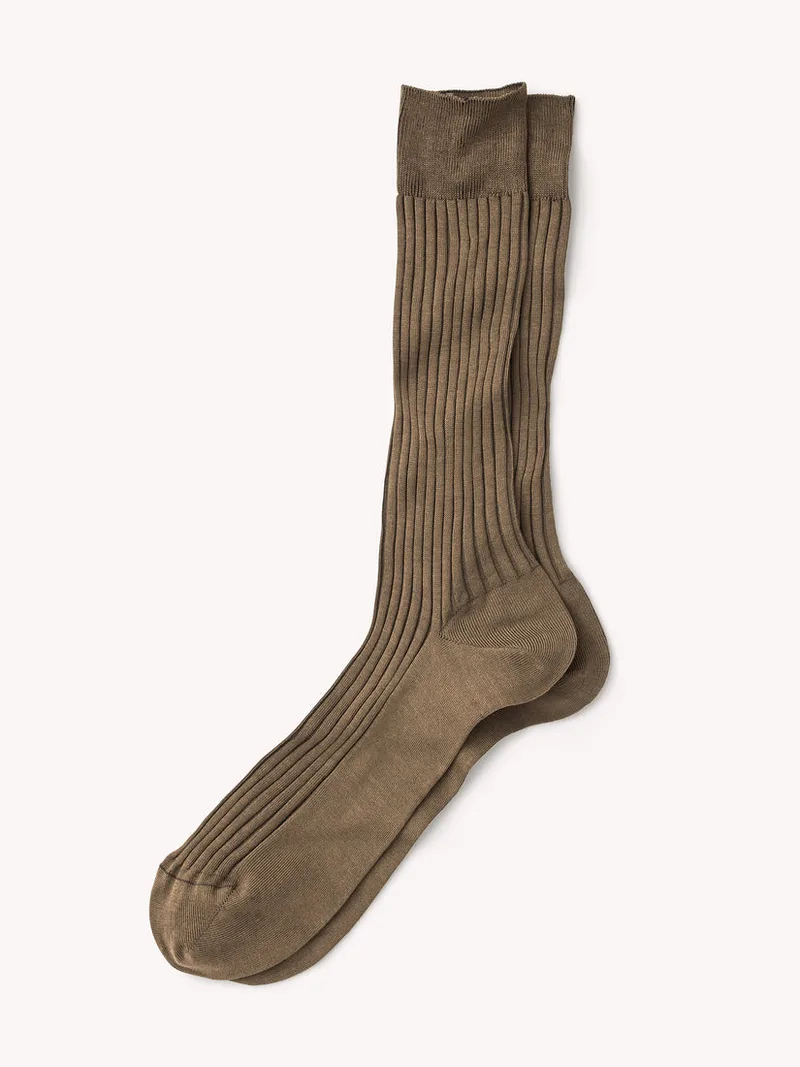 Brown Corgi Ribbed Cotton Dress Sock