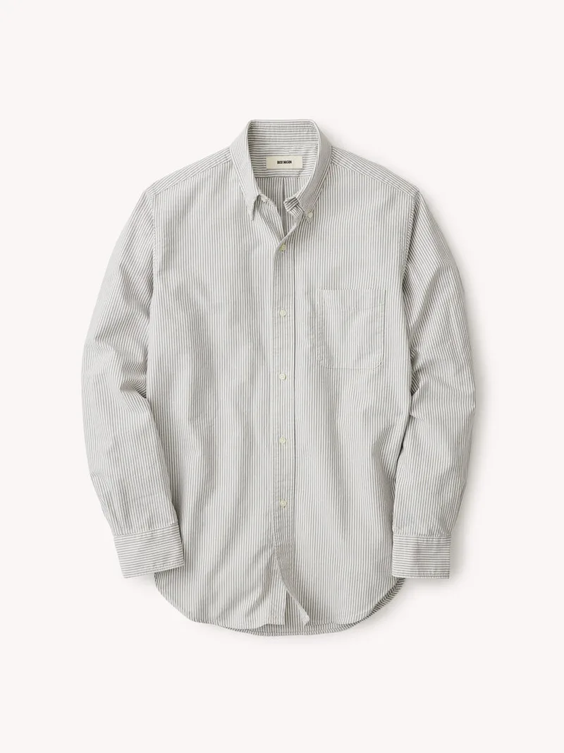 Olive White Brook Stripe Big Oxford