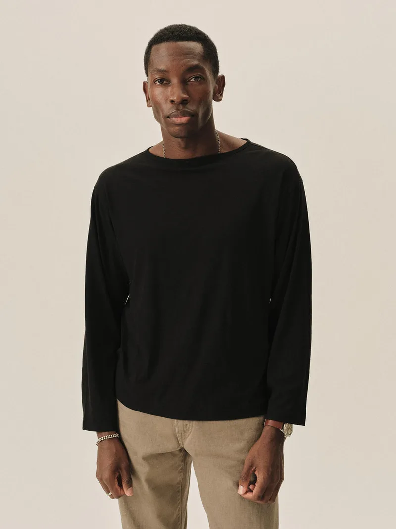 Black Japanese Cool Cashmere Ls Mariner Tee