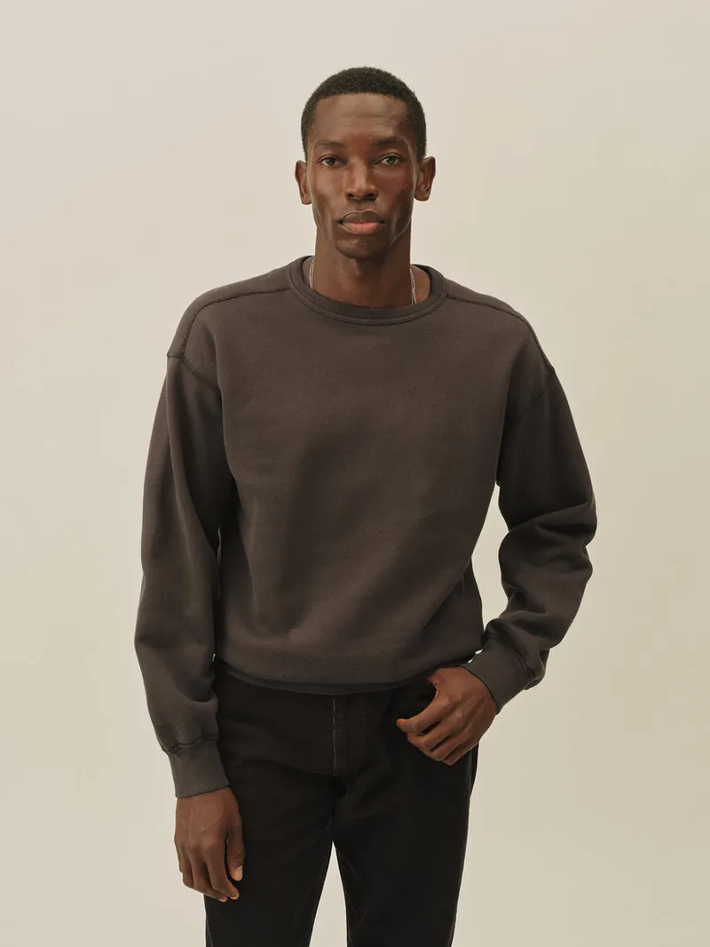 Black Featherweight Terry Crewneck