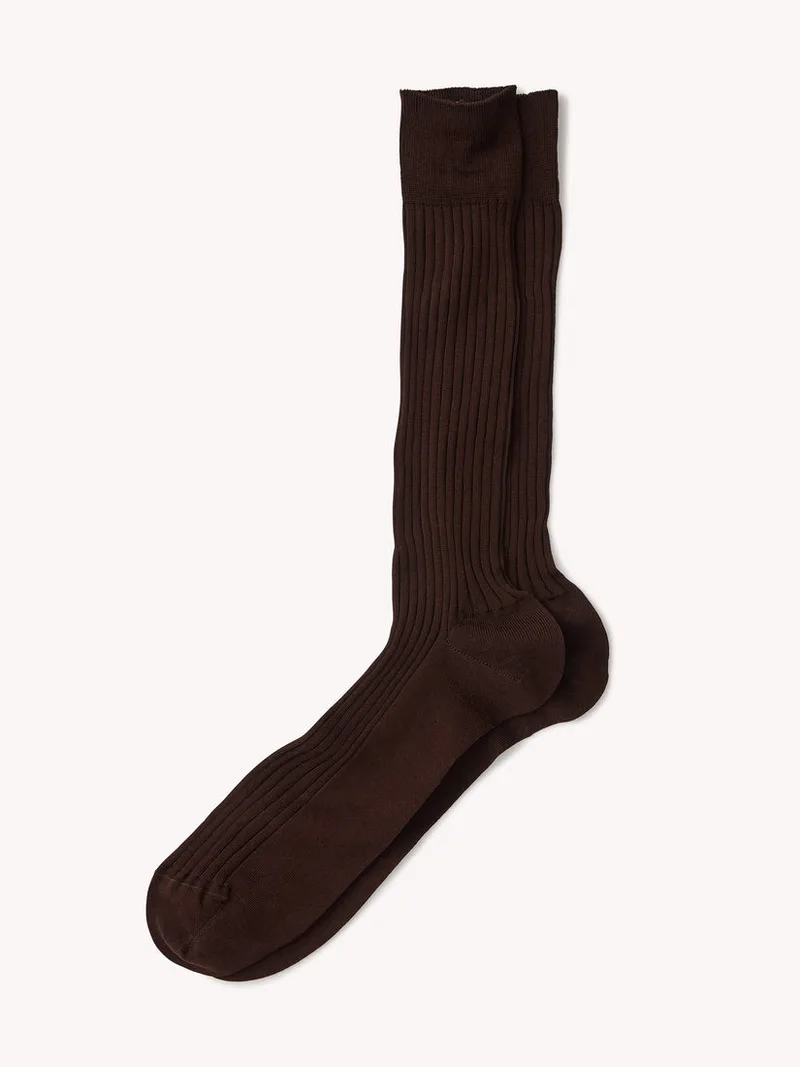 Chocolate Corgi Ribbed Cotton Dress Sock