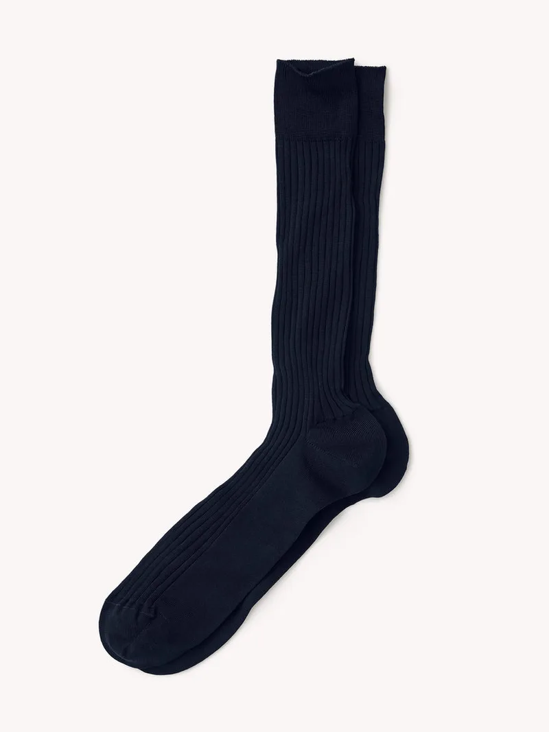 Dark Navy Corgi Ribbed Cotton Dress Sock