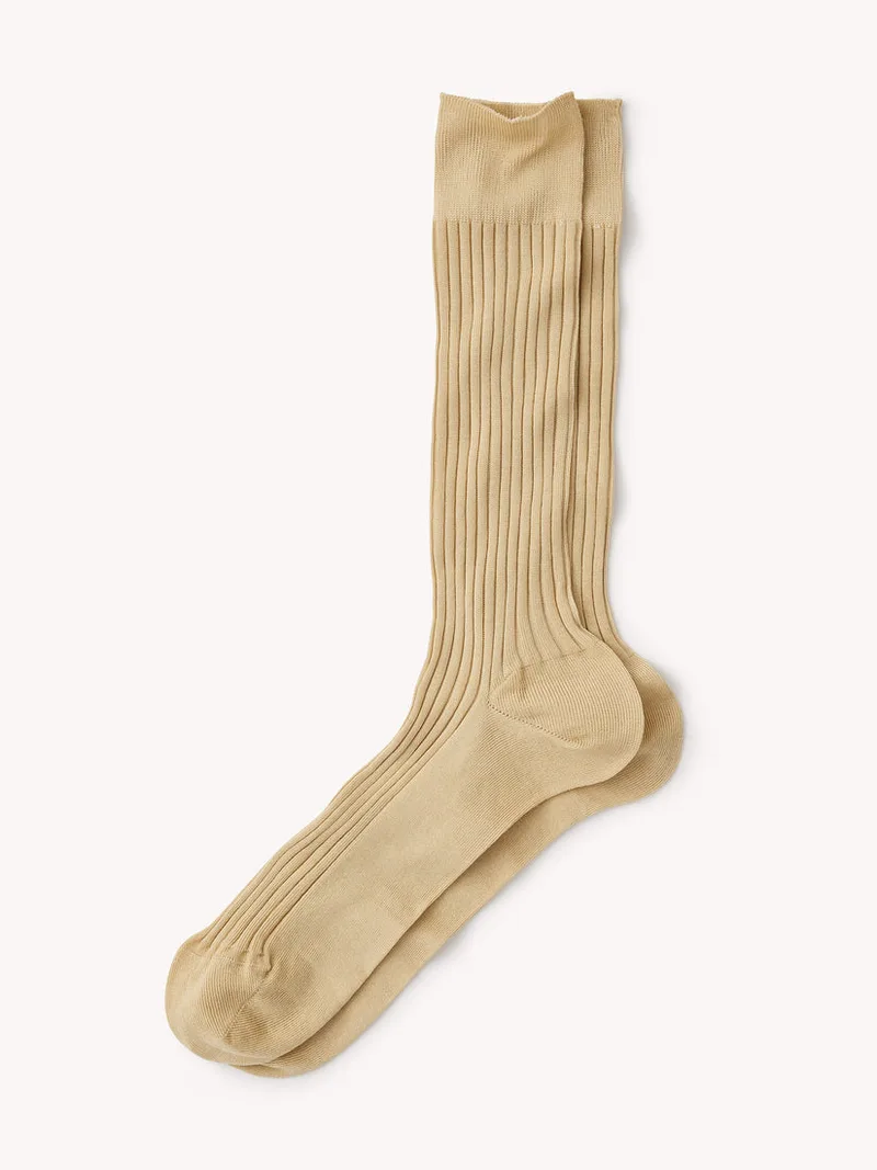 Beige Corgi Ribbed Cotton Dress Sock