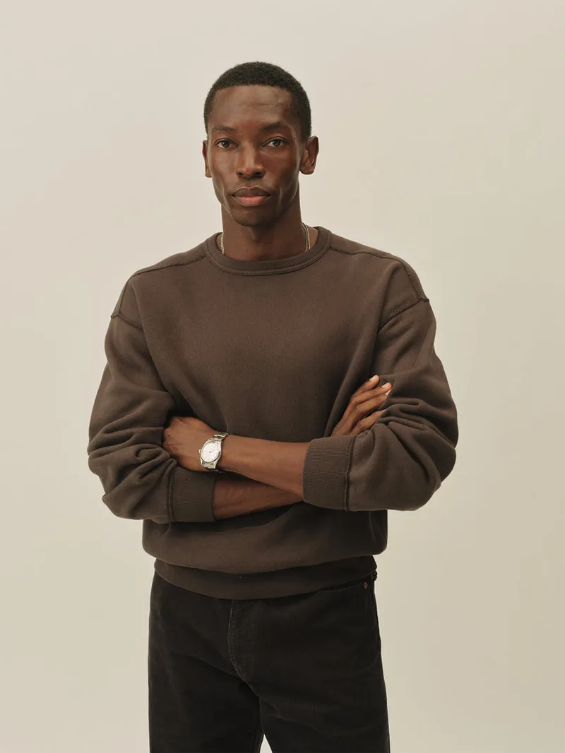 Olive Brown Featherweight Terry Crewneck