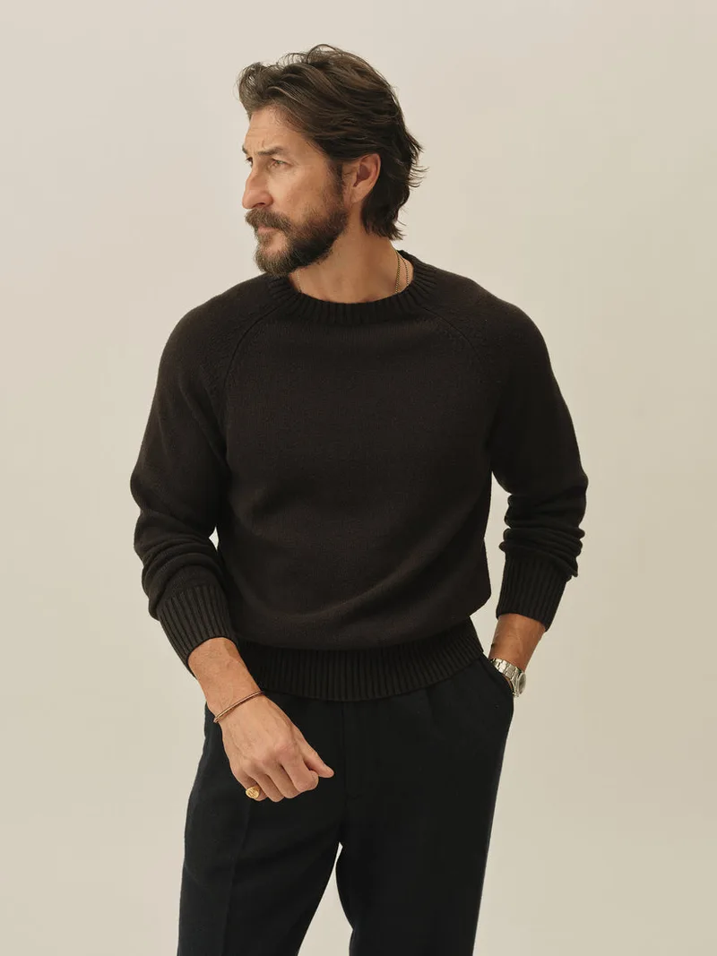 Faded Black Venice Wash Seafarer Traveler Cotton Crew