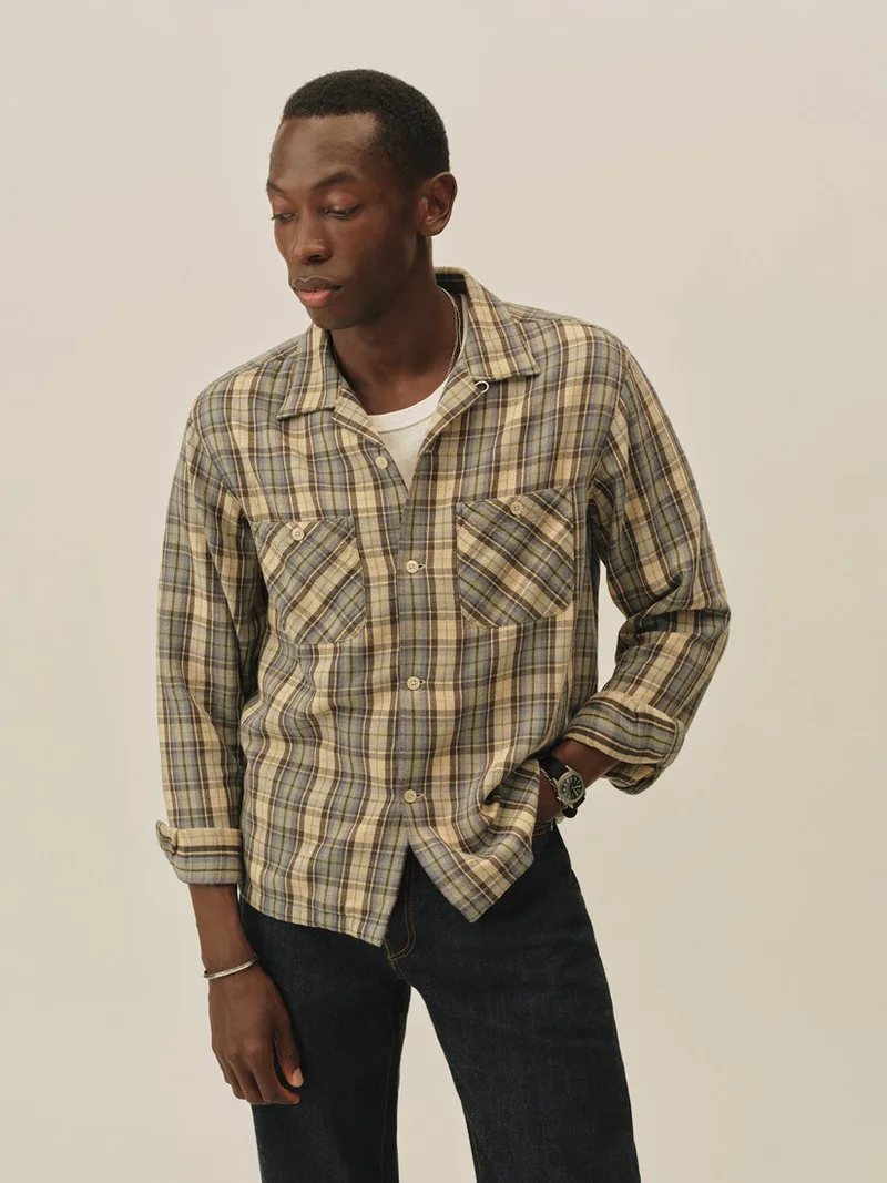 Oceanside Plaid Cabinessence Flannel Camp Shirt