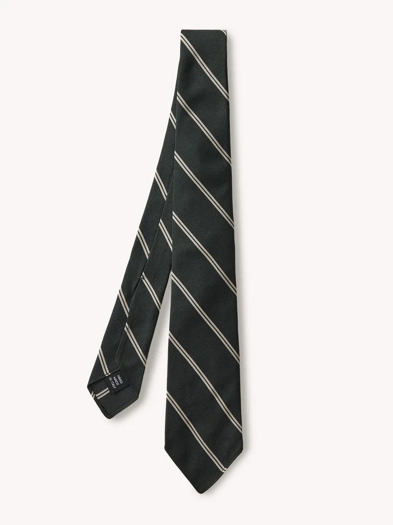 Green Road Stripe Italian Silk Woven Tie