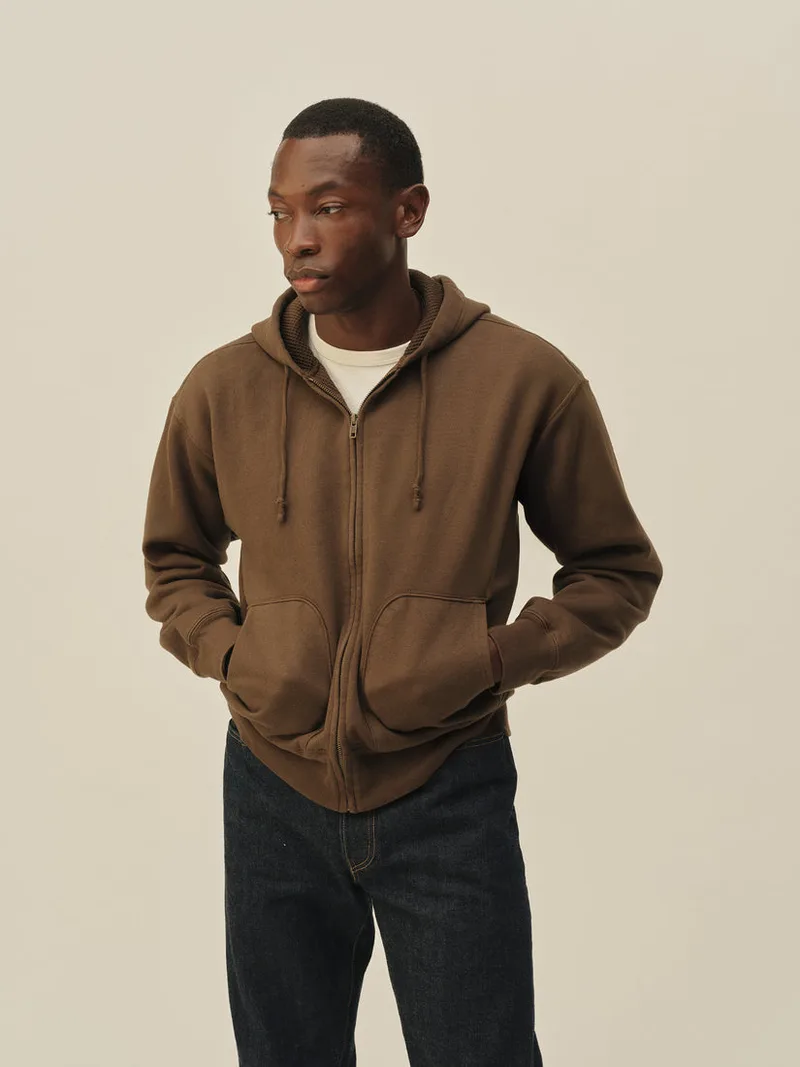 Olive Brown Featherweight Terry Waffle Full Zip