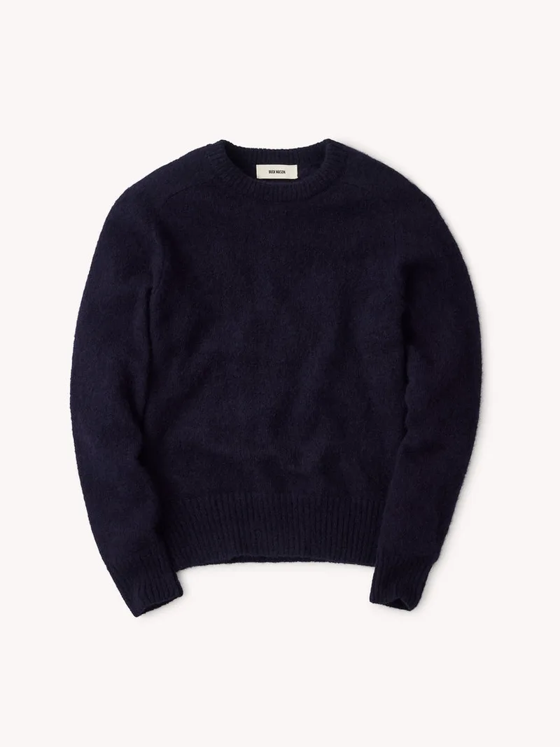 Dress Navy Shaggy Alpaca Saddle Crew