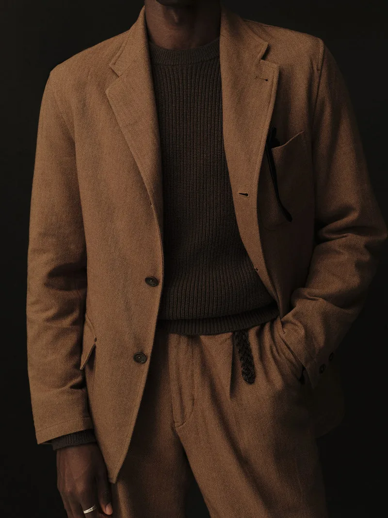 Chestnut Herringbone Cloudloom Cotton Wool Carry On Jacket