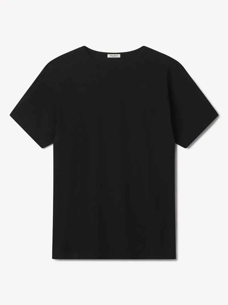 Black Japanese De Luxe Cotton Linen Knit Tee