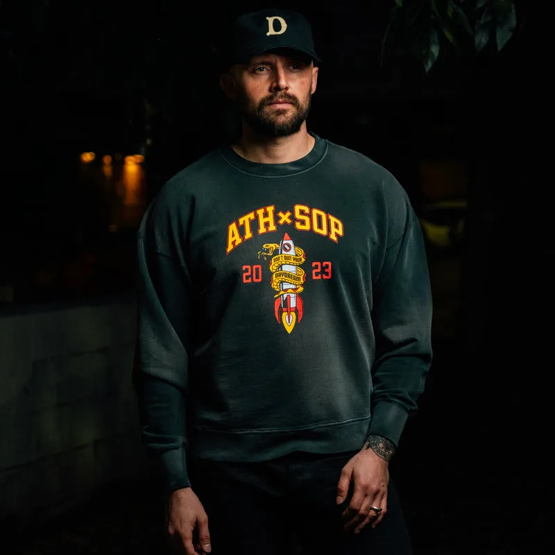 All Time High X Snake Oil Provisions Collab Dart Crewneck Ash