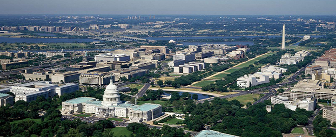 Department general services case study header image aerial view of washington DC