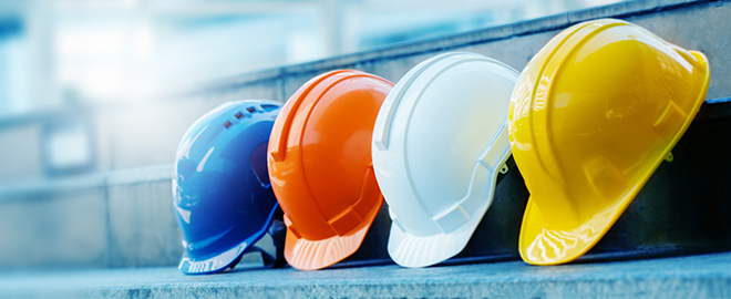 different colored hard hats safety