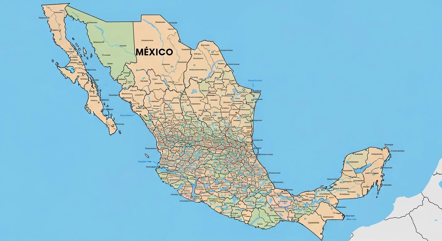 División territorial y localidades de Actual Codigo en el mapa de México