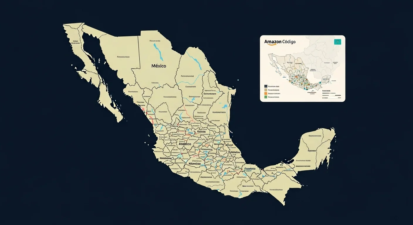 Mapa geográfico de Amazon Codigo en México con división territorial y municipios