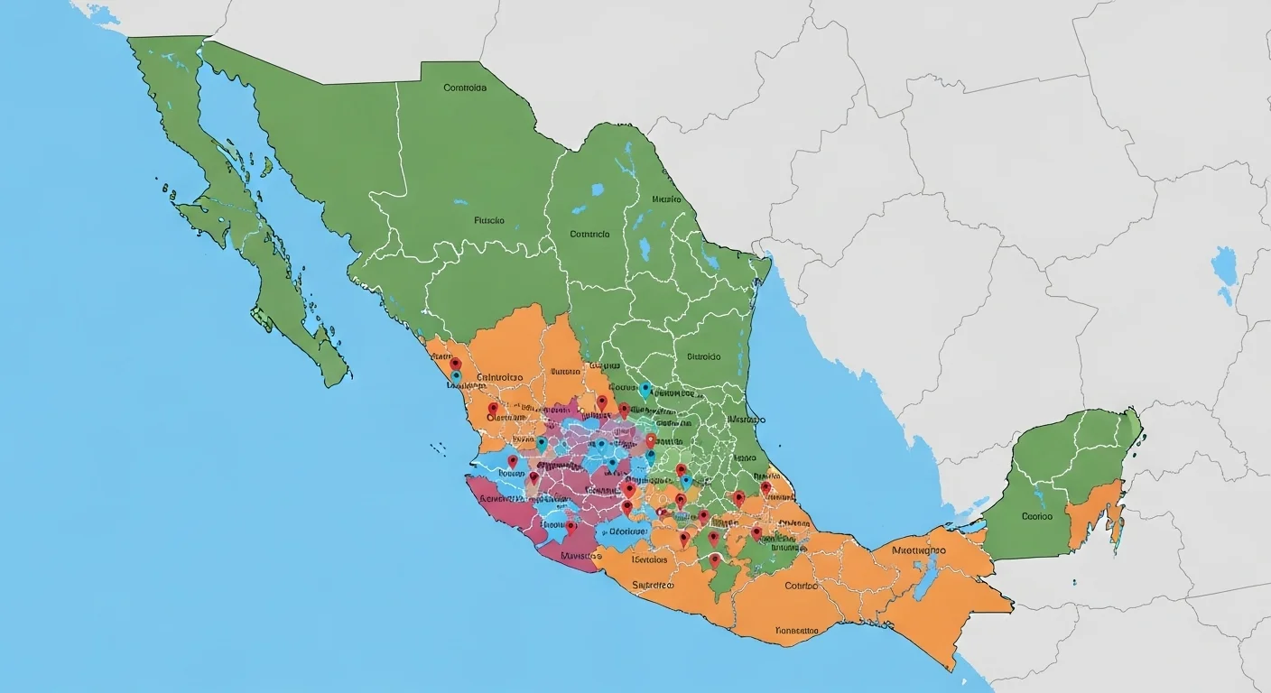 División territorial y localidades de Amazon Codigo en el mapa de México