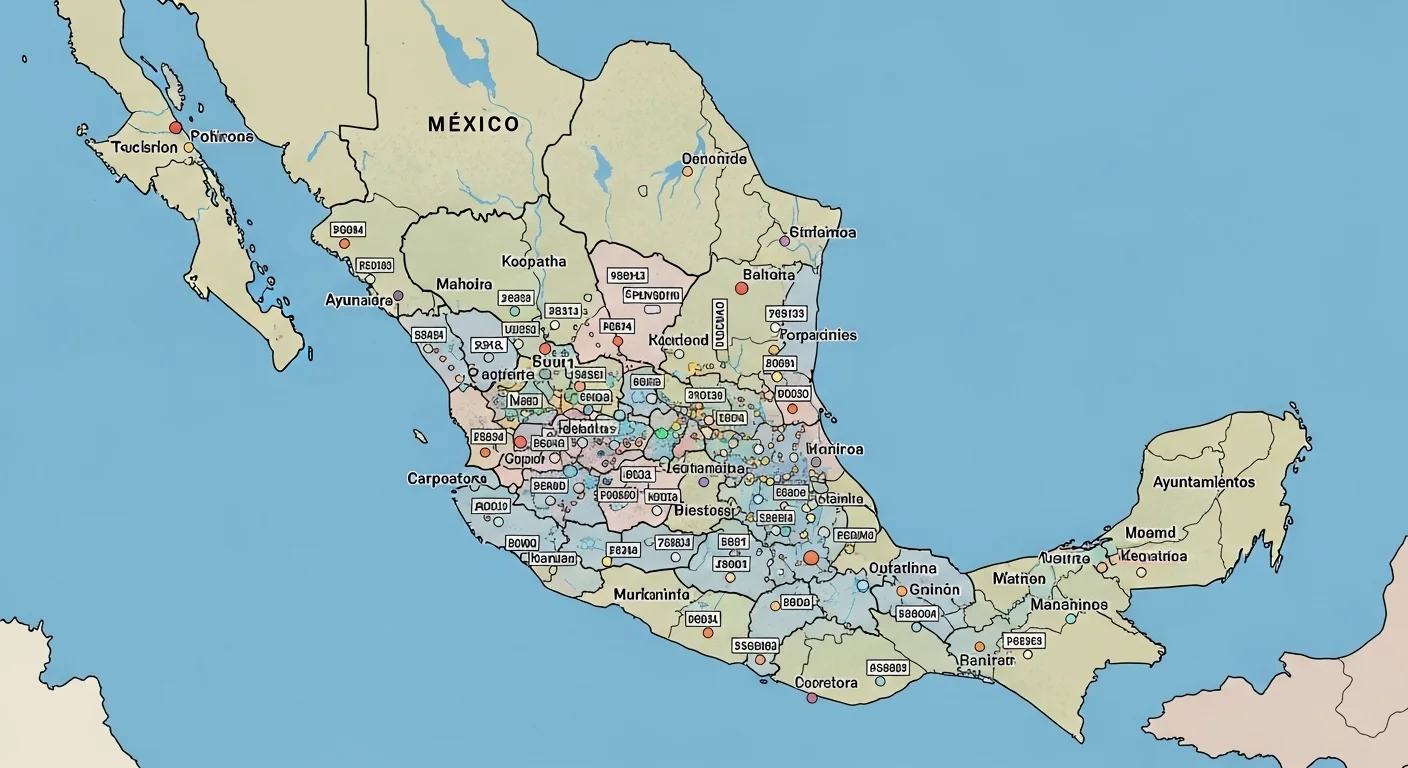 División territorial de un estado mexicano mostrando la estructura de los Códigos Postales por municipio y localidad