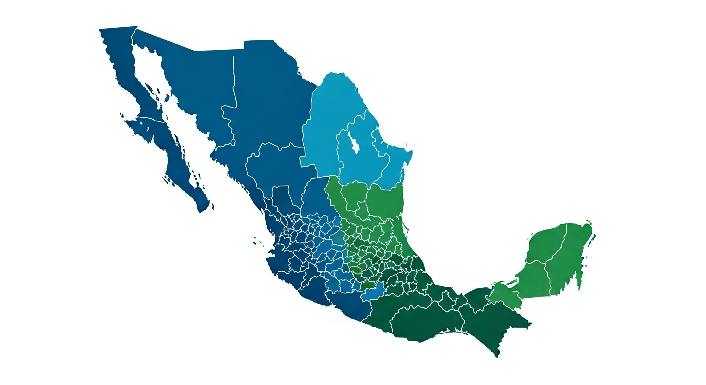 Mapa geográfico de Direccion Codigo en México con división territorial y municipios