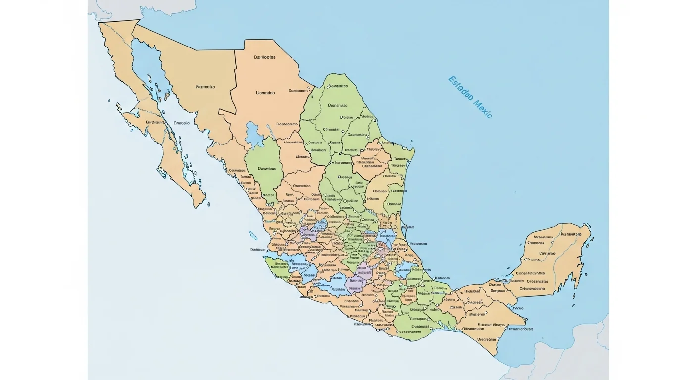 División territorial y localidades de Estado Mapa Mexic en el mapa de México