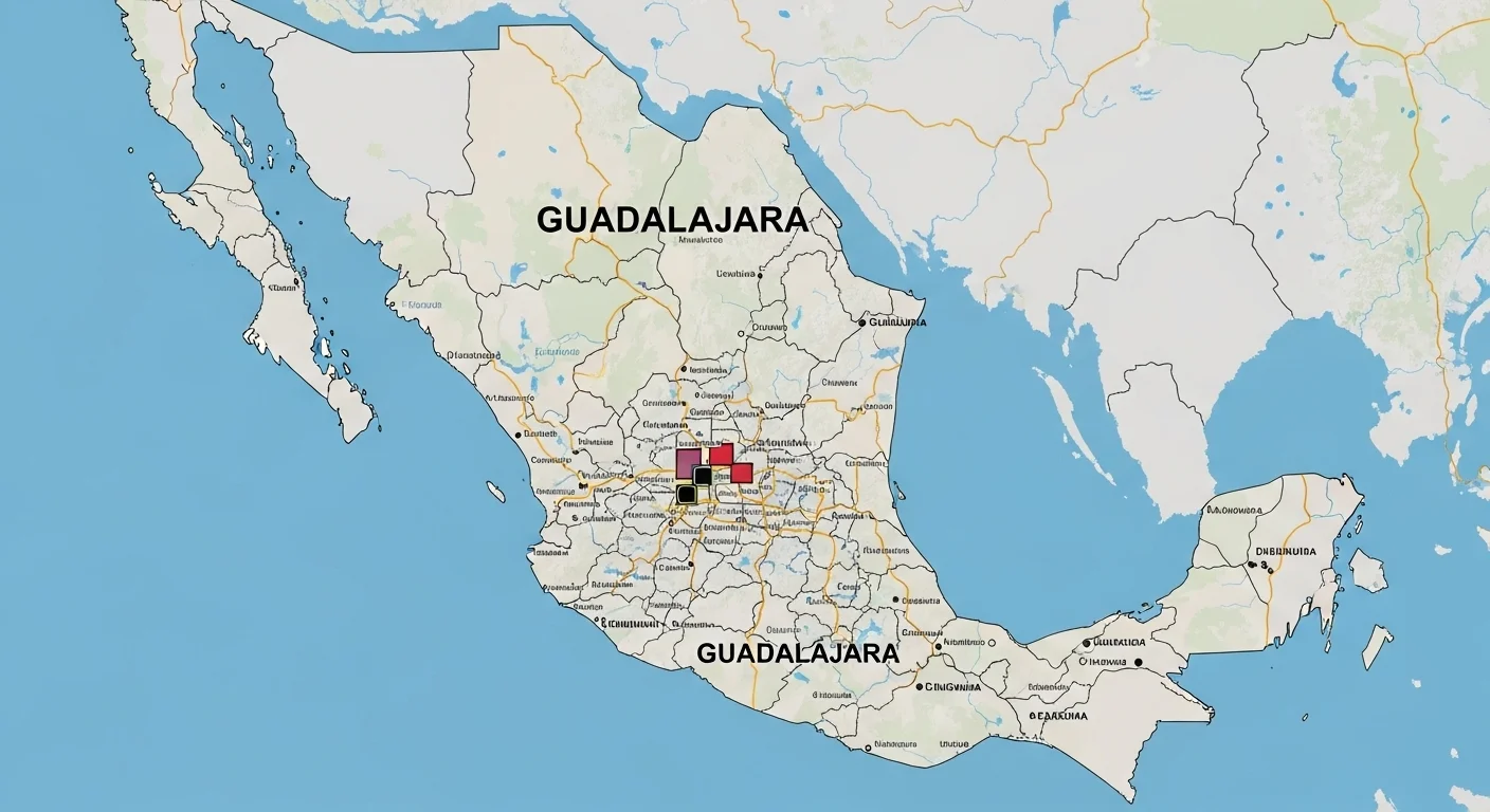 División territorial y localidades de Guadalajara Mapa en el mapa de México