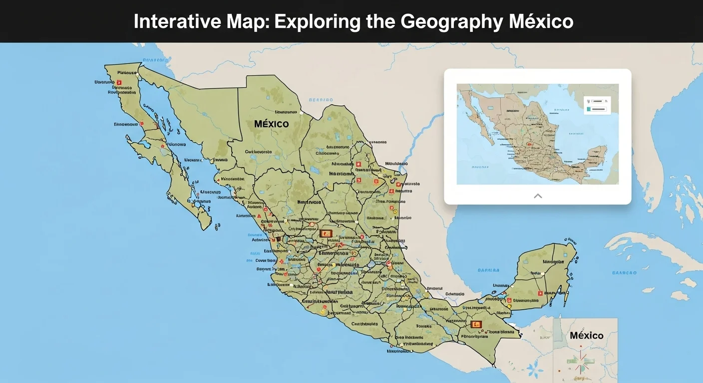 División territorial y localidades de un mapa interactivo en el mapa de México