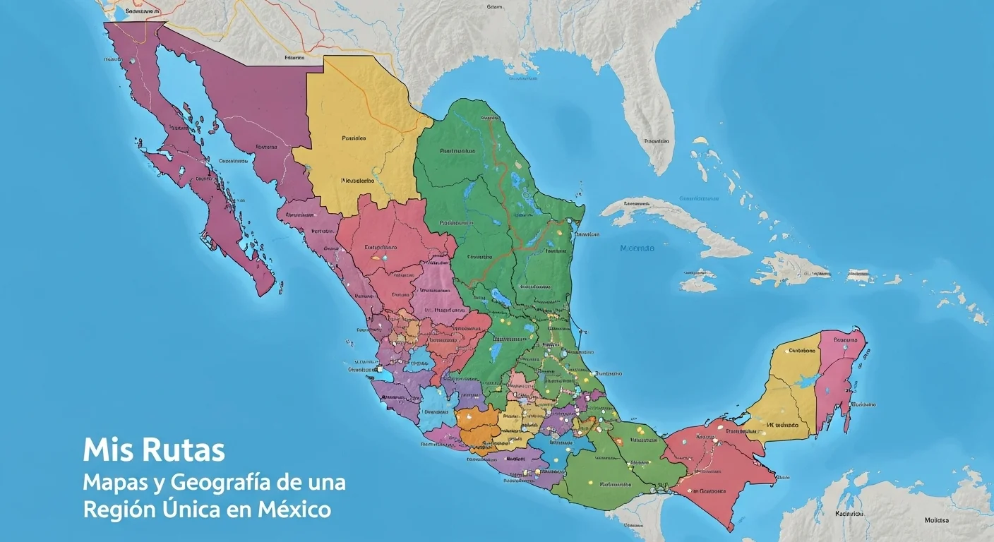 Mapa geográfico de Mis Rutas en México con división territorial y municipios