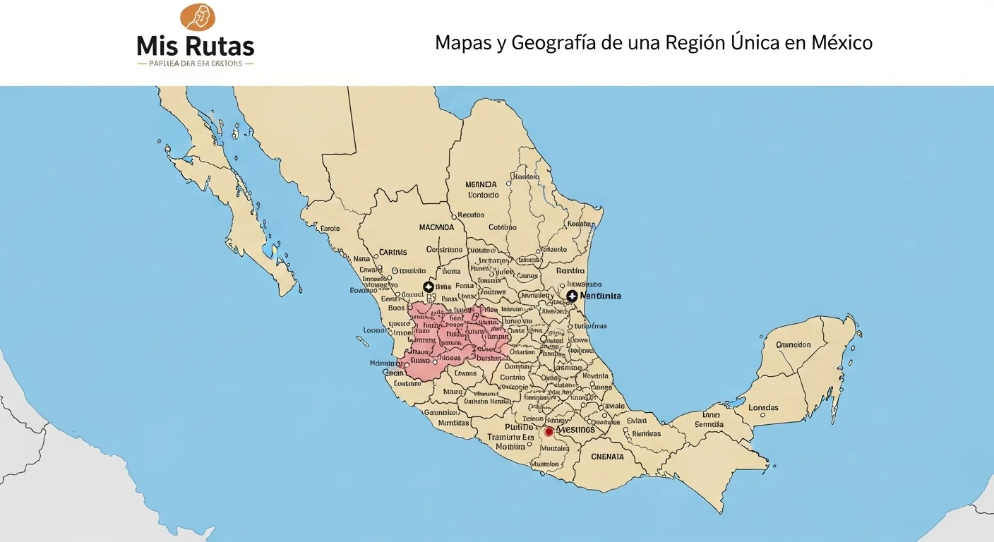 División territorial y localidades de Mis Rutas en el mapa de México