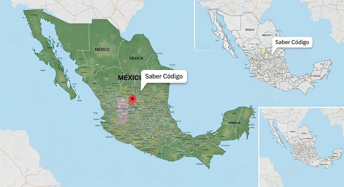 Mapa geográfico de Saber Codigo en México con división territorial y municipios